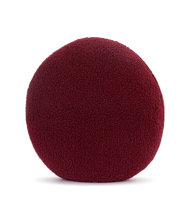 Boucle Red White Peppermint Round Pillow