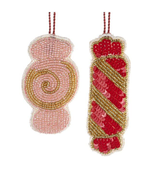 Holiday Candy Beaded Ornament Set/2