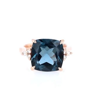 Simply Elegant Boutique 0.15ctw 14K Diamond London Blue Topaz Ring