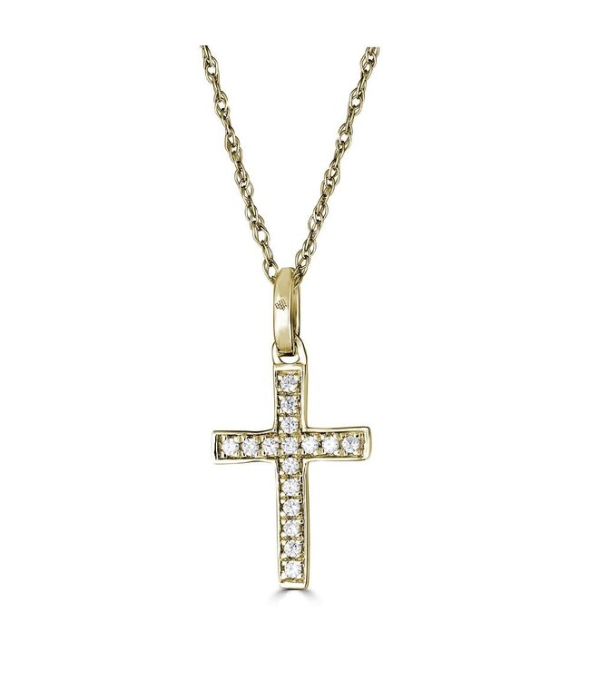 Simply Elegant Boutique Metrica Cross Necklace  - 14KT- 0.06CTW