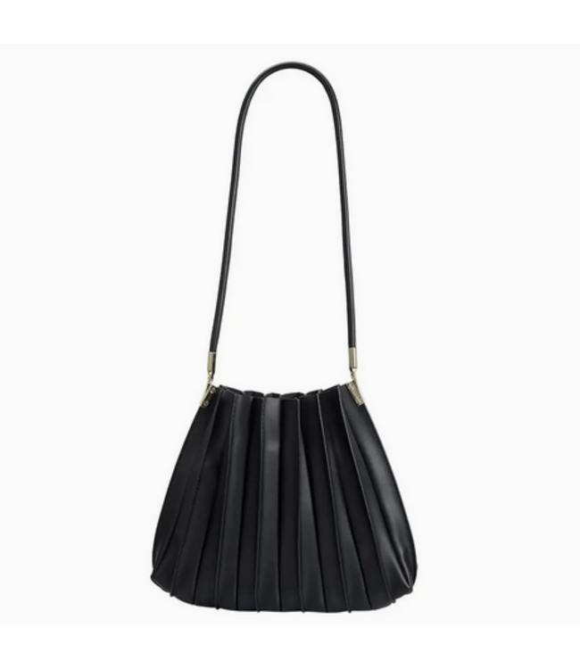 Melie Bianco Carrie Pleated Shoulder Bag Black