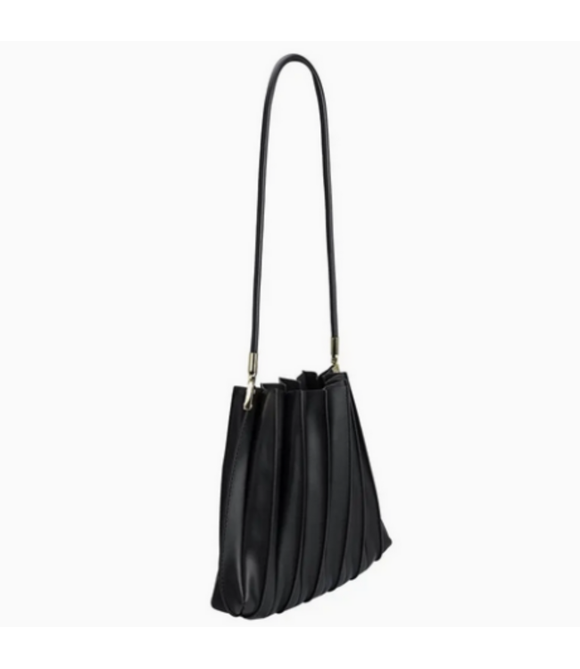 Melie Bianco Carrie Pleated Shoulder Bag Black