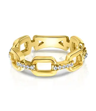 Jen Hansen Demi-Fine Square Link Ring Gold