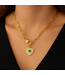 Jen Hansen Demi-Fine Heart Emerald CZ Clasp Necklace Gold