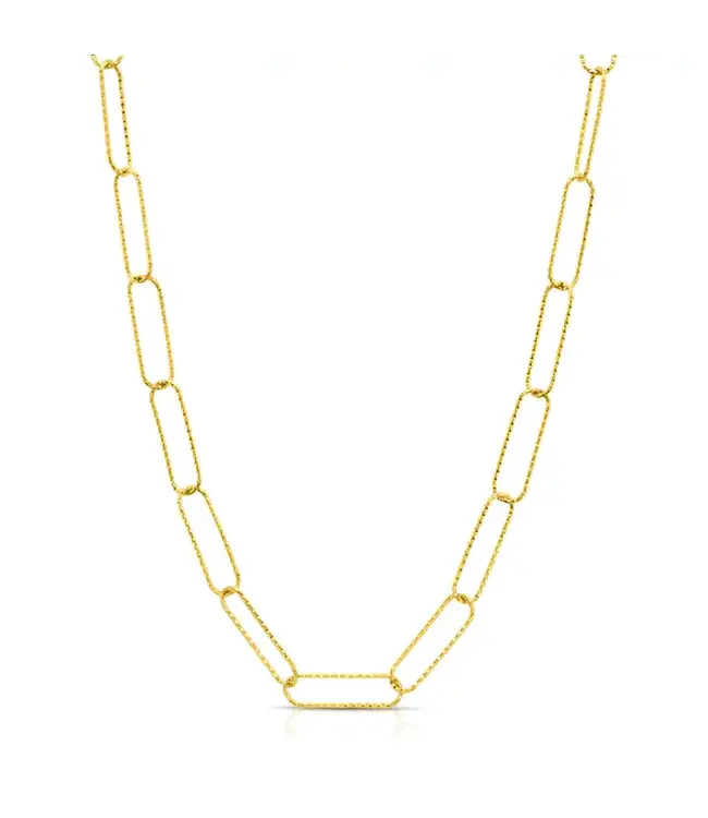 Jen Hansen Demi-Fine Hammered Oval Link Necklace Gold