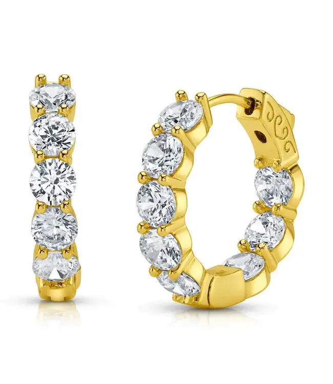 Jen Hansen Demi-Fine 5MM CZ Hoops 25MM Gold BR