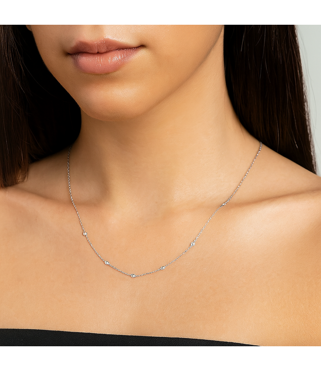 Simply Elegant Boutique 0.25Ct 14K Diamond Bezel 7 Station Necklace