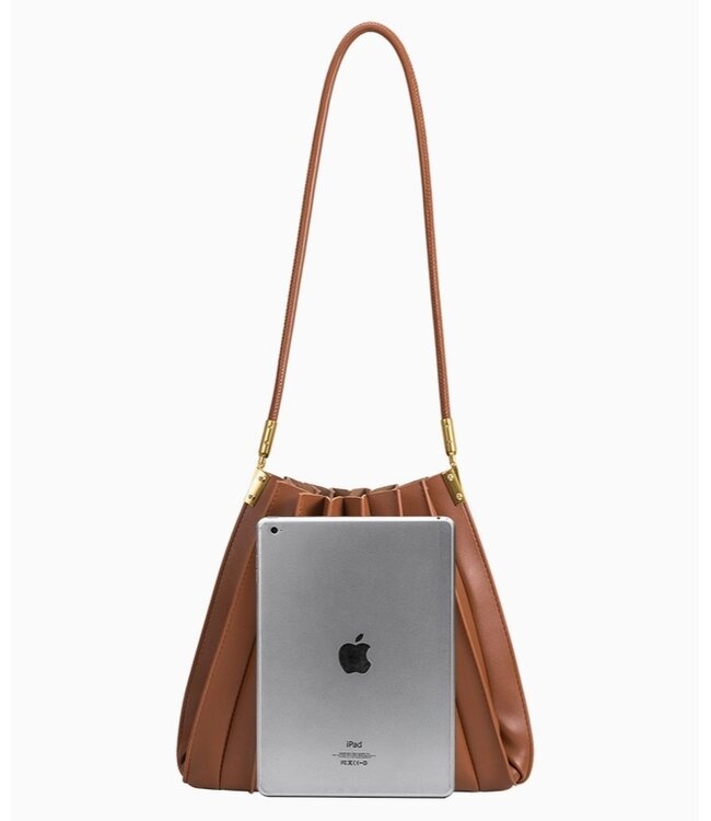 Melie Bianco Carrie Pleated Shoulder Bag Saddle