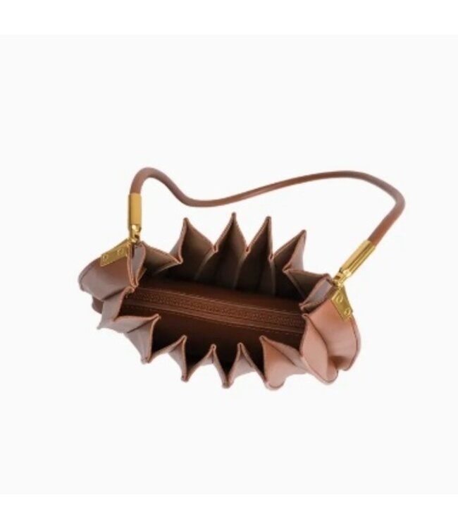 Melie Bianco Carrie Pleated Shoulder Bag Saddle