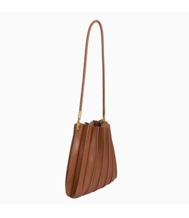 Melie Bianco Carrie Pleated Shoulder Bag Saddle