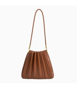 Melie Bianco Carrie Pleated Shoulder Bag Saddle