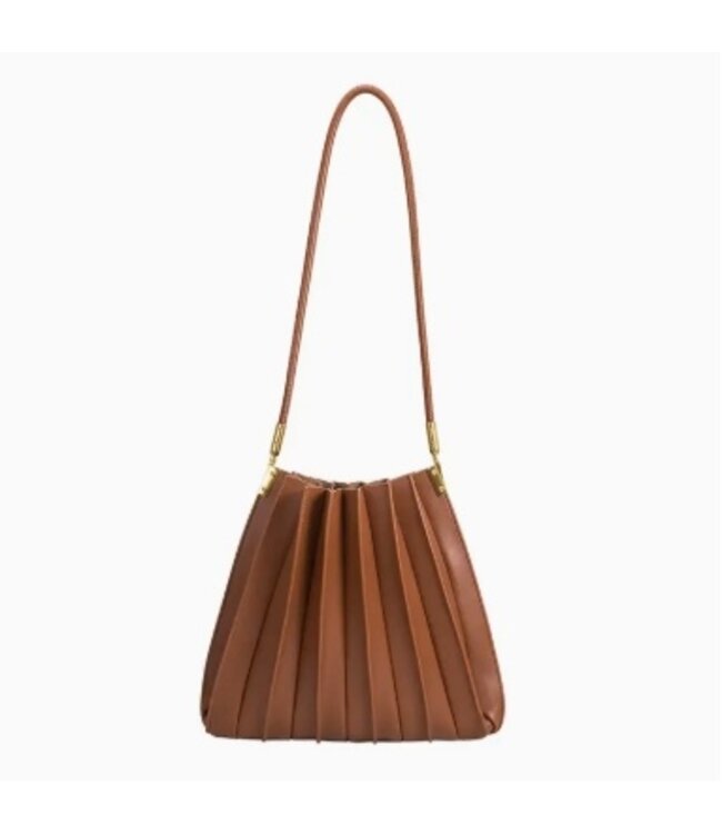 Melie Bianco Carrie Pleated Shoulder Bag Saddle