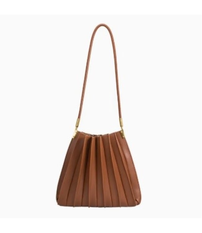 Melie Bianco Carrie Pleated Shoulder Bag Saddle