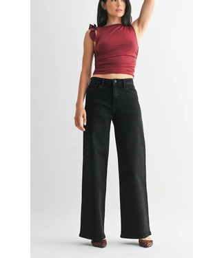 Just Black Denim Stretchy Wide Leg Black Denim