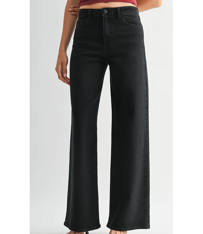Just Black Denim Stretchy Wide Leg Black Denim