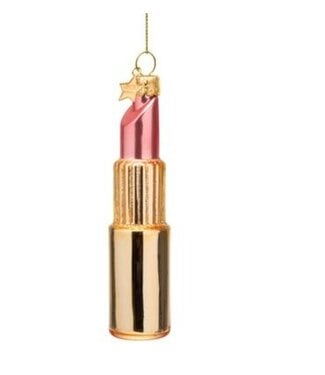 Vondels Glass Shiny Ornament Gold/Pink Lipstick