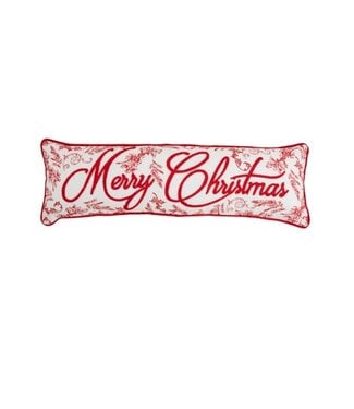Merry Christmas Embroidered Toile Pillow