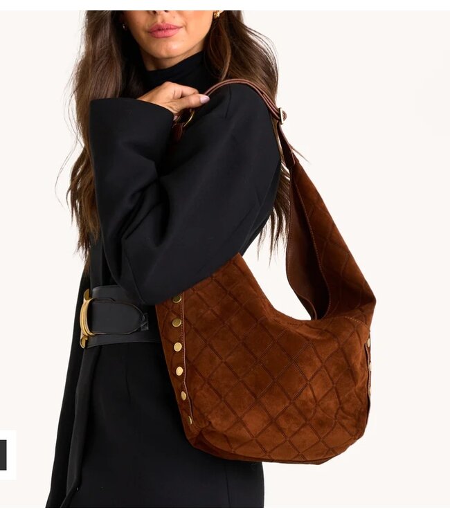 Hammitt Tom Zip Chocolate Diamond Suede/ AG