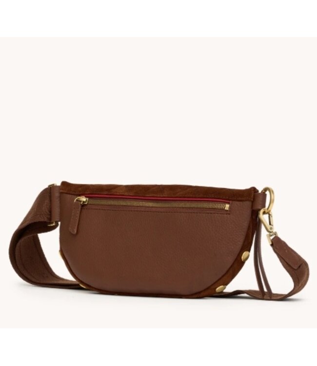 Hammitt Charles Crossbody Chocolate Diamond Suede/ AG Med