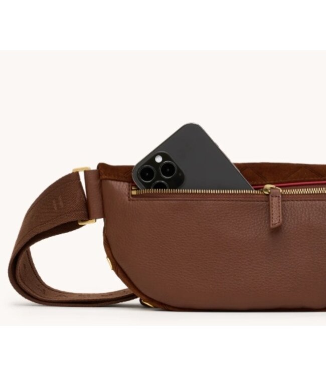 Hammitt Charles Crossbody Chocolate Diamond Suede/ AG Med