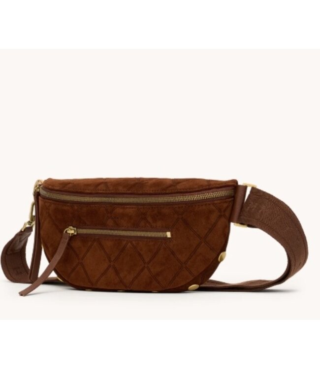 Hammitt Charles Crossbody Chocolate Diamond Suede/ AG Med