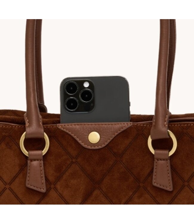 Hammitt Meredith Chocolate Diamond Suede/ AG Sml