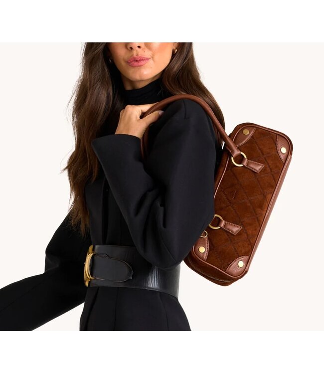 Hammitt Meredith Chocolate Diamond Suede/ AG Sml