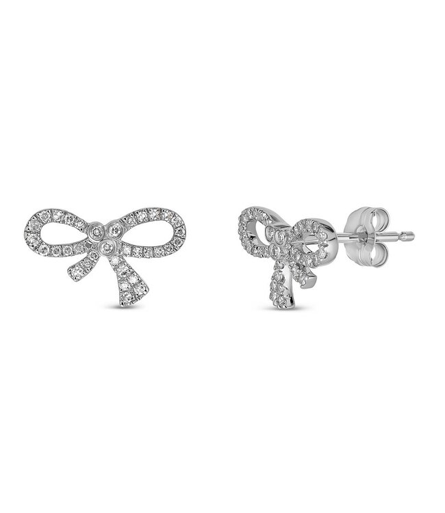 Simply Elegant Boutique Charmed Bow Stud Earrings 14KT-0.18CTW