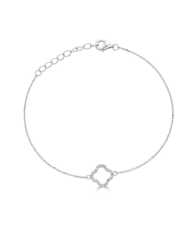 Simply Elegant Boutique Metrica Clover Outline Bracelet -14KT- 0.08CTW