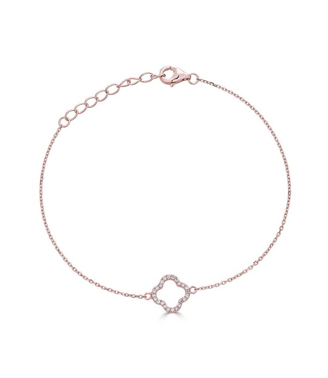 Simply Elegant Boutique Metrica Clover Outline Bracelet -14KT- 0.08CTW