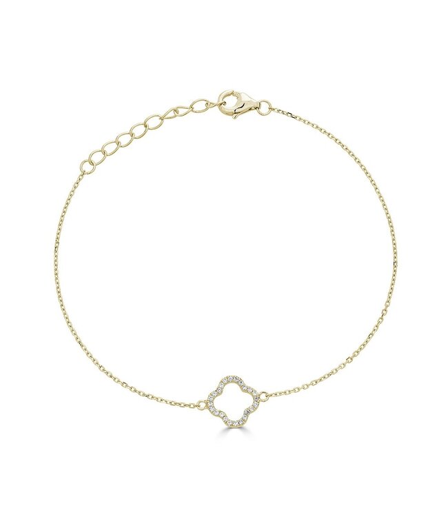 Simply Elegant Boutique Metrica Clover Outline Bracelet -14KT- 0.08CTW