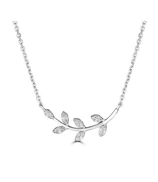 Simply Elegant Boutique Metrica Leaf Necklace - 14KT - 0.08CTW