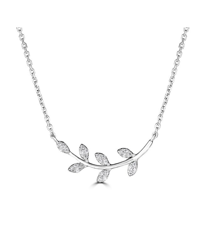 Simply Elegant Boutique Metrica Leaf Necklace - 14KT - 0.08CTW