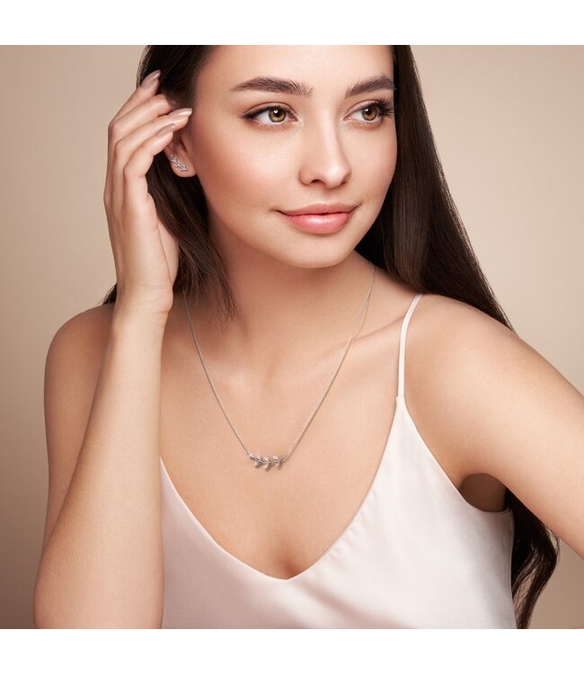 Simply Elegant Boutique Metrica Leaf Necklace - 14KT - 0.08CTW