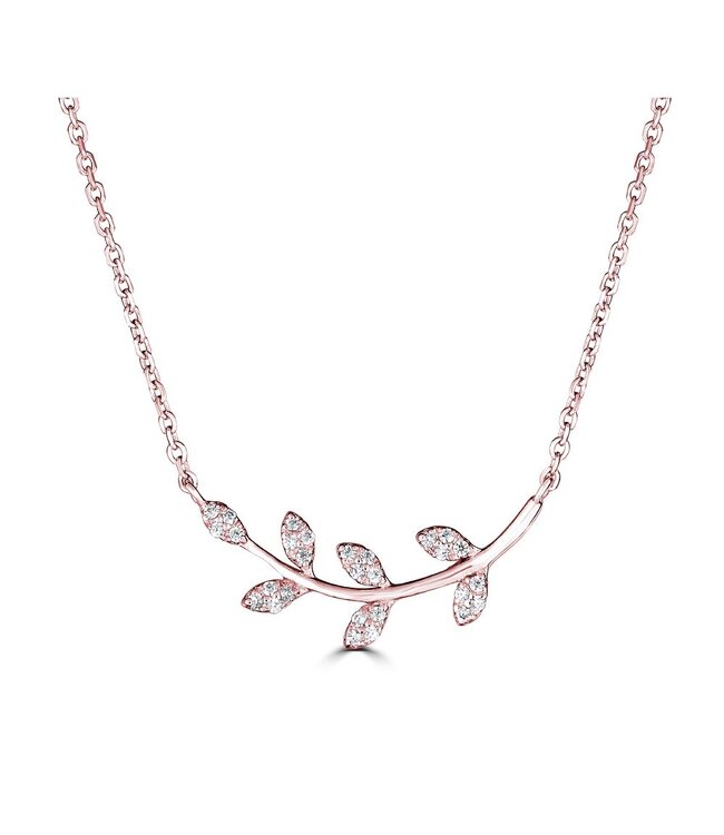 Simply Elegant Boutique Metrica Leaf Necklace - 14KT - 0.08CTW