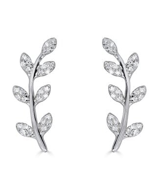 Simply Elegant Boutique Leaf Stud Earrings 14KT-0.13CTW