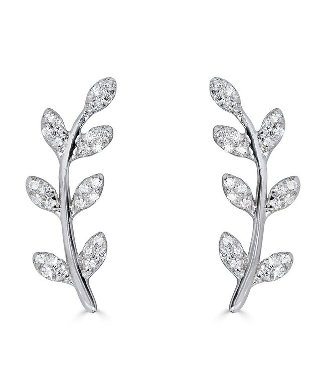 Simply Elegant Boutique Leaf Stud Earrings 14KT-0.13CTW