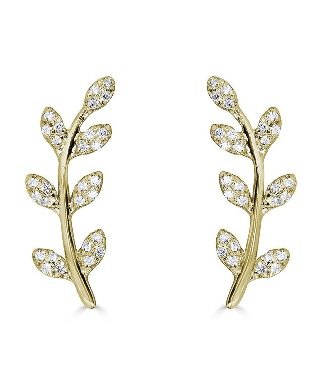 Simply Elegant Boutique Leaf Stud Earrings 14KT-0.13CTW
