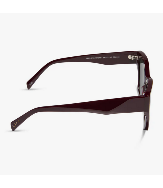 Diff Eyewear Evie Sunglasses Dark Cherry / Grey Polarizesd
