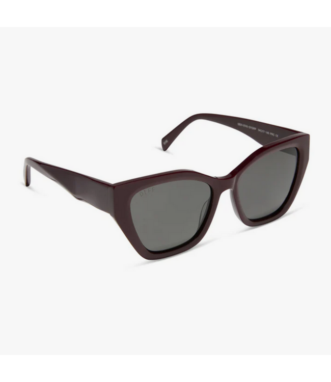 Diff Eyewear Evie Sunglasses Dark Cherry / Grey Polarizesd