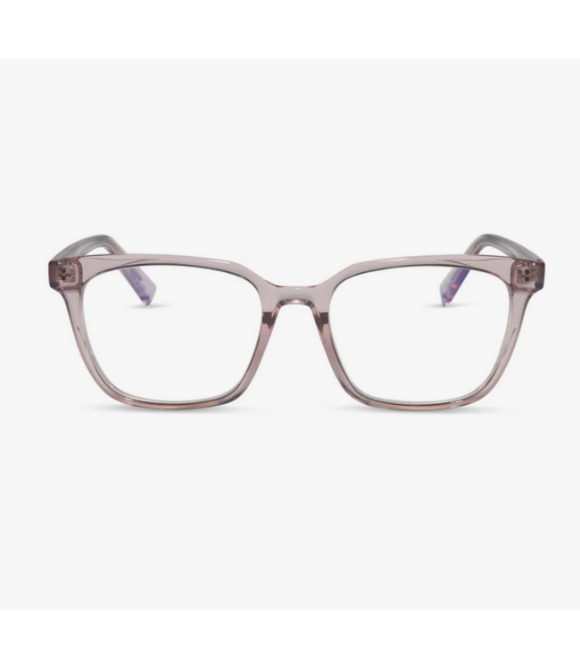Diff Eyewear Alex Lt Pink Crystal + Blue Light Reader Glasses 1.25