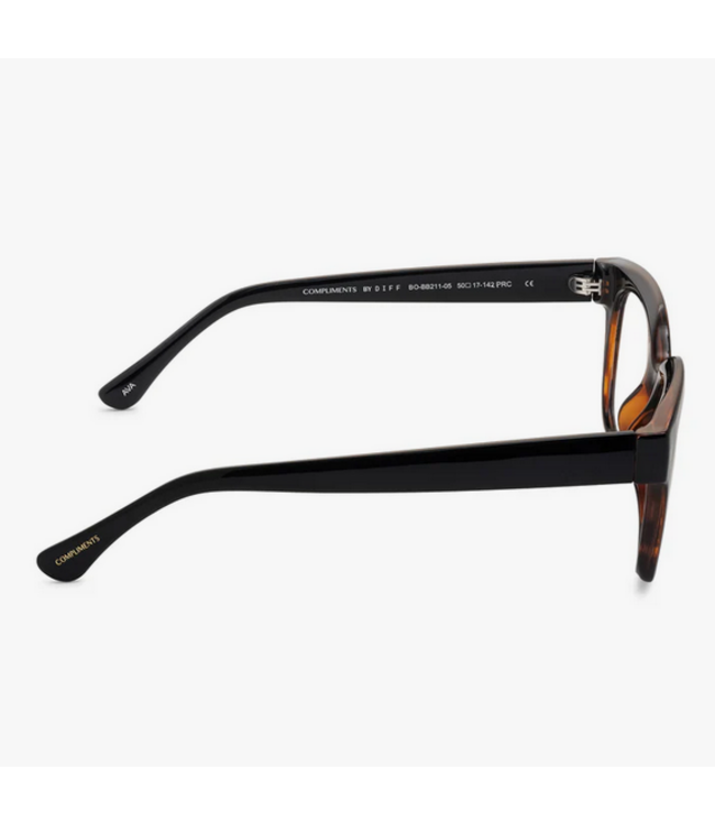 Diff Eyewear Ava Black Tort + Blue Light Reader Glasses 1.75