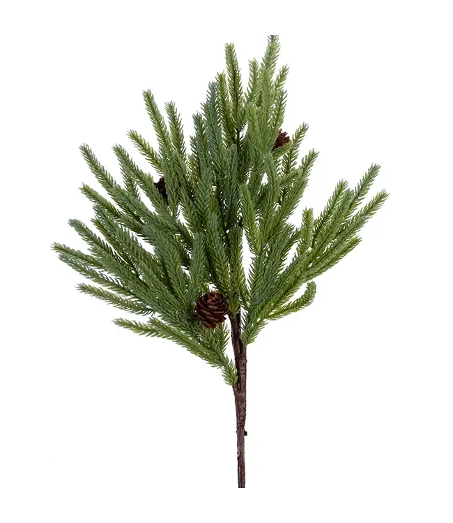 20" Green Cypress Sprig with Cone
