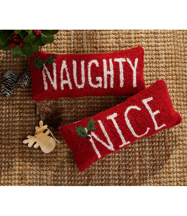 Naughty Wool Hook Pillow 12 x 5