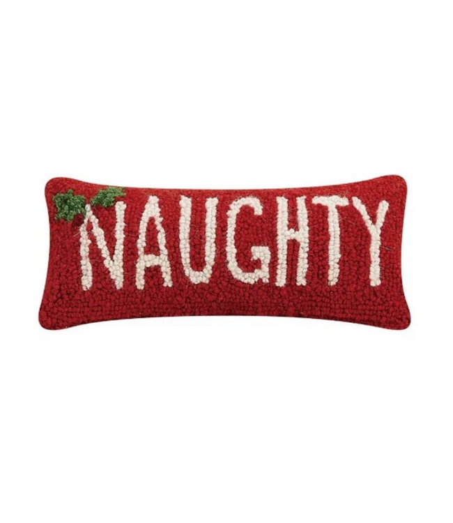 Naughty Wool Hook Pillow 12 x 5