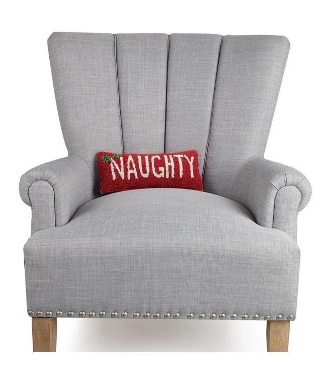 Naughty Wool Hook Pillow 12 x 5