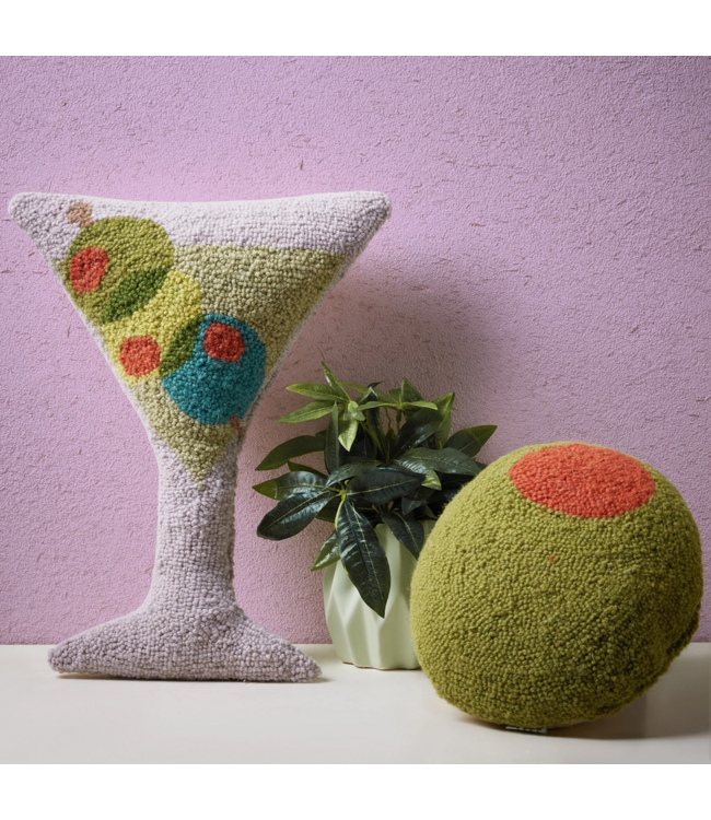 Martini Glass Shaped Wool Hook Pillow