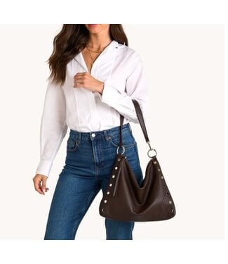 Hammitt Kyle Shoulder Bag Espresso Pebble/Silver Large