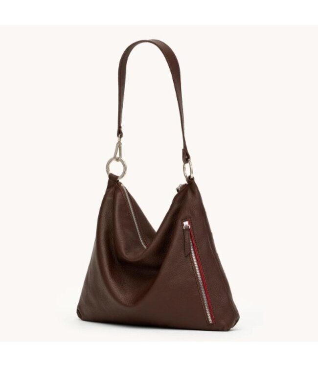 Hammitt Kyle Shoulder Bag Espresso Pebble/Silver Large