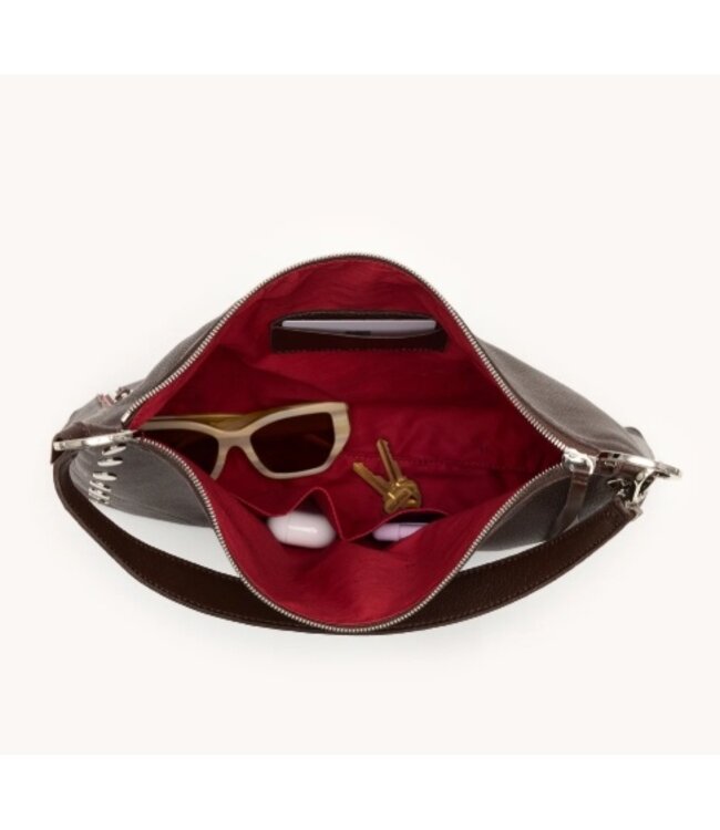 Hammitt Kyle Shoulder Bag Espresso Pebble/Silver Large